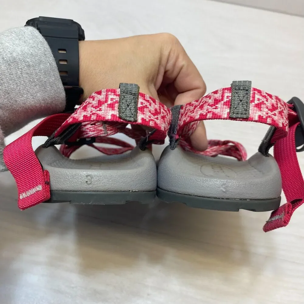 Chaco ZX/1 Ecotread Strappy‎ Sandals Kids Size 3 Pink White Sport Hiking Comfort